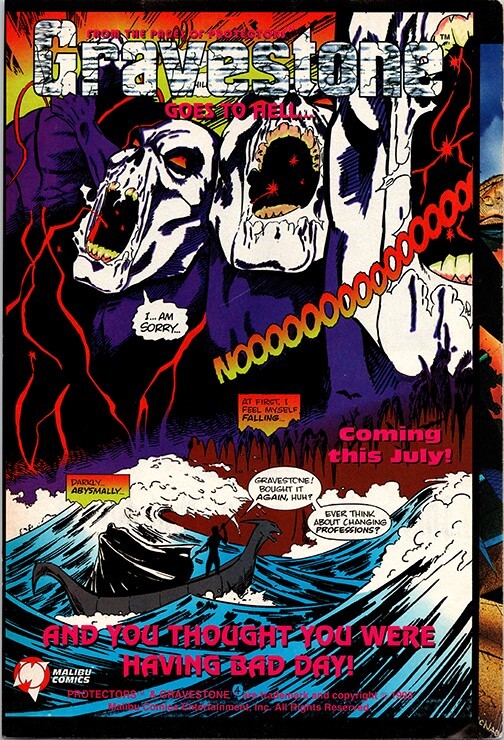 Gravestone Goes to Hell - Malibu Comics - Wizard Guide Framed Original Ad Page