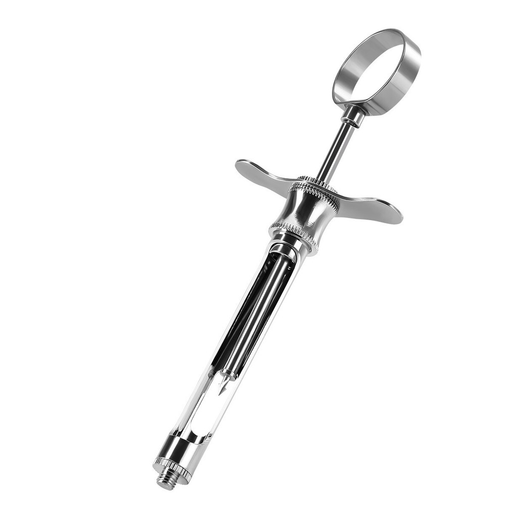 Dental Injection Syringe With Rings&Clips Hook Head/Sharp Head Stainless Steel