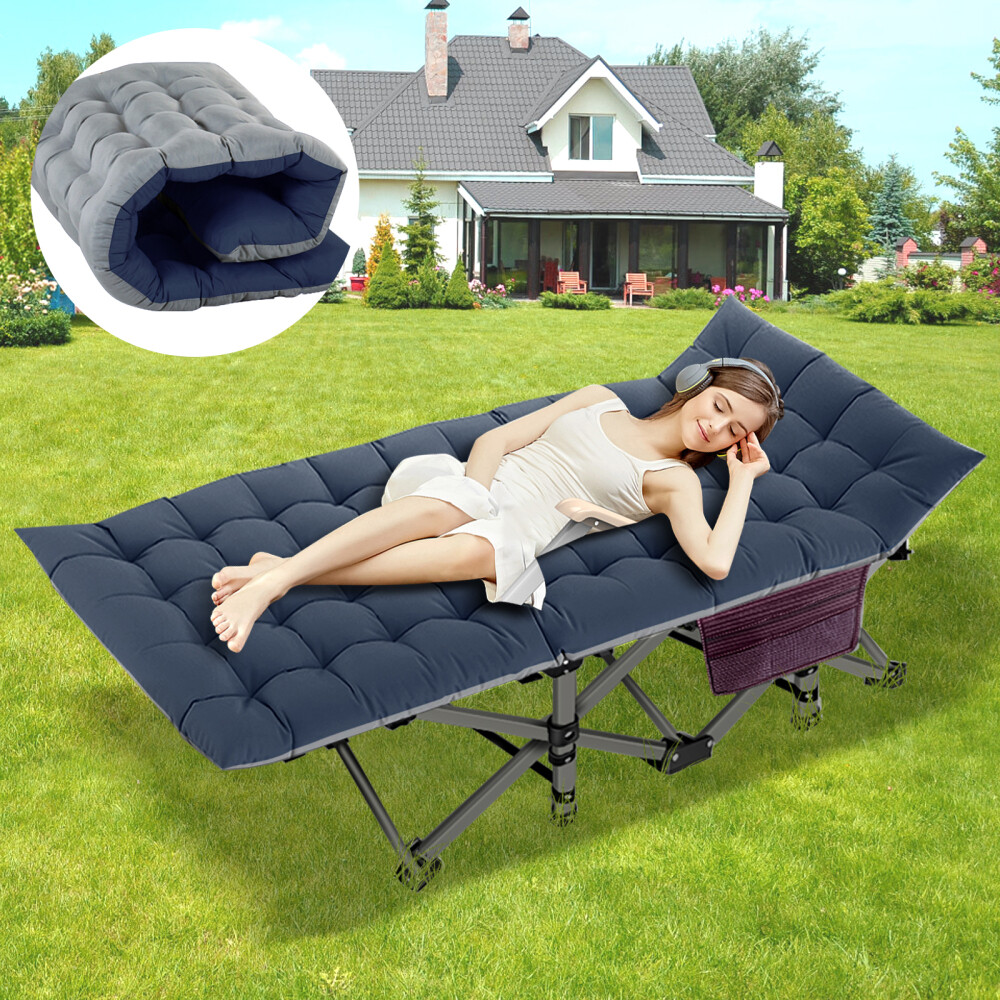 Adjustable 4-Position Patio Lounge Cots Folding Camping Cot Guest Sleeping Beds