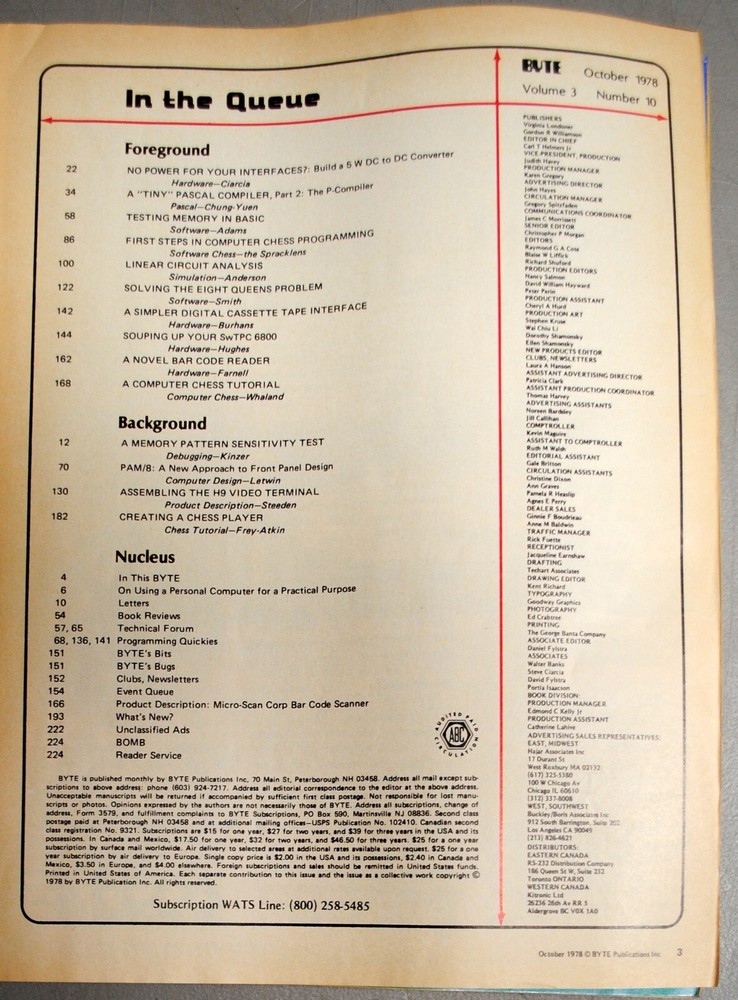 Historic Collection BYTE Magazine 6 Issues 1978 July-December