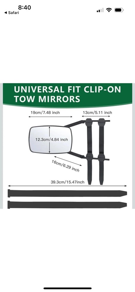 NIB Universal Towing Mirror PIC-TME-S2