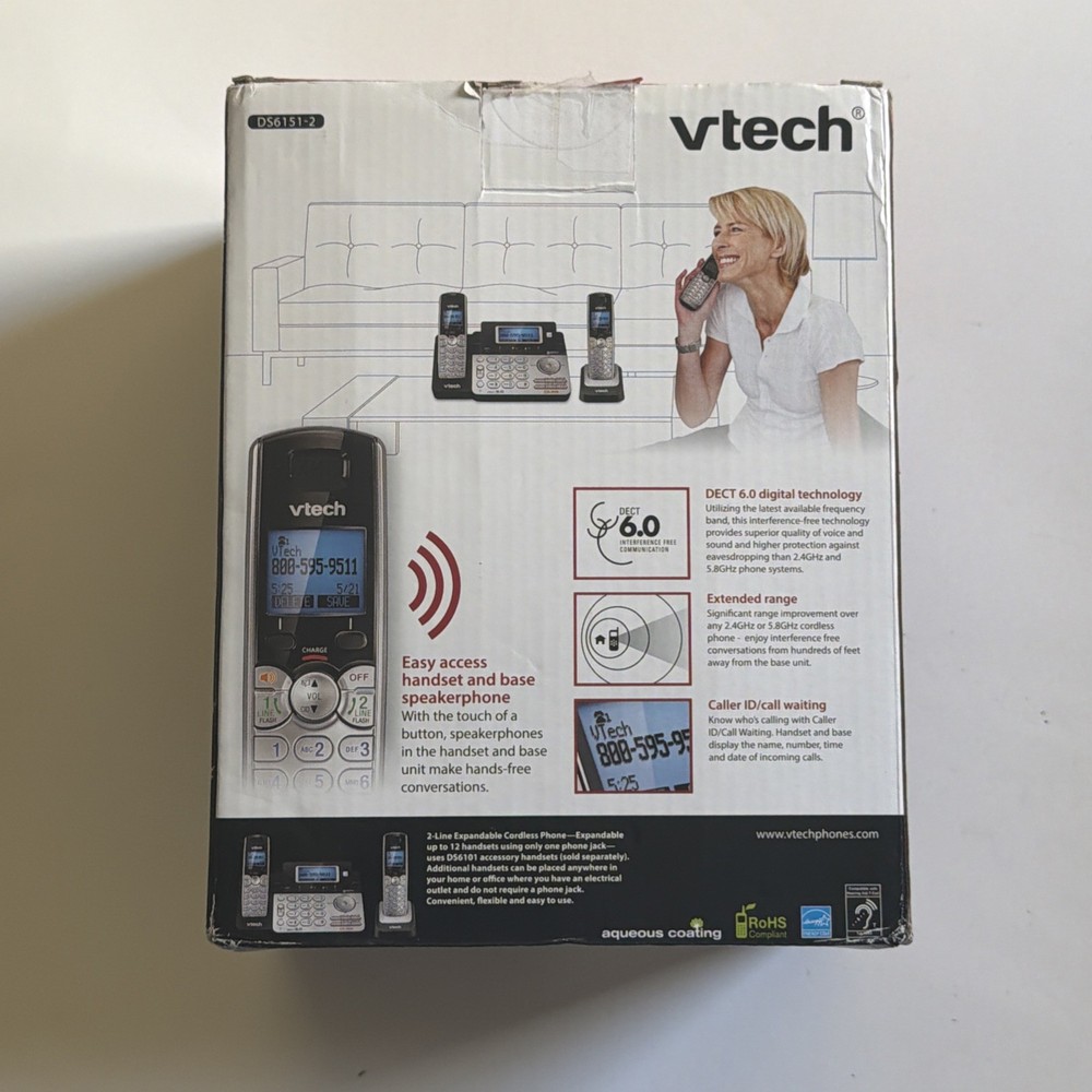 VTech 2-Line Cordless Phone System with Answering Machine & Mailbox 2 Handsets
