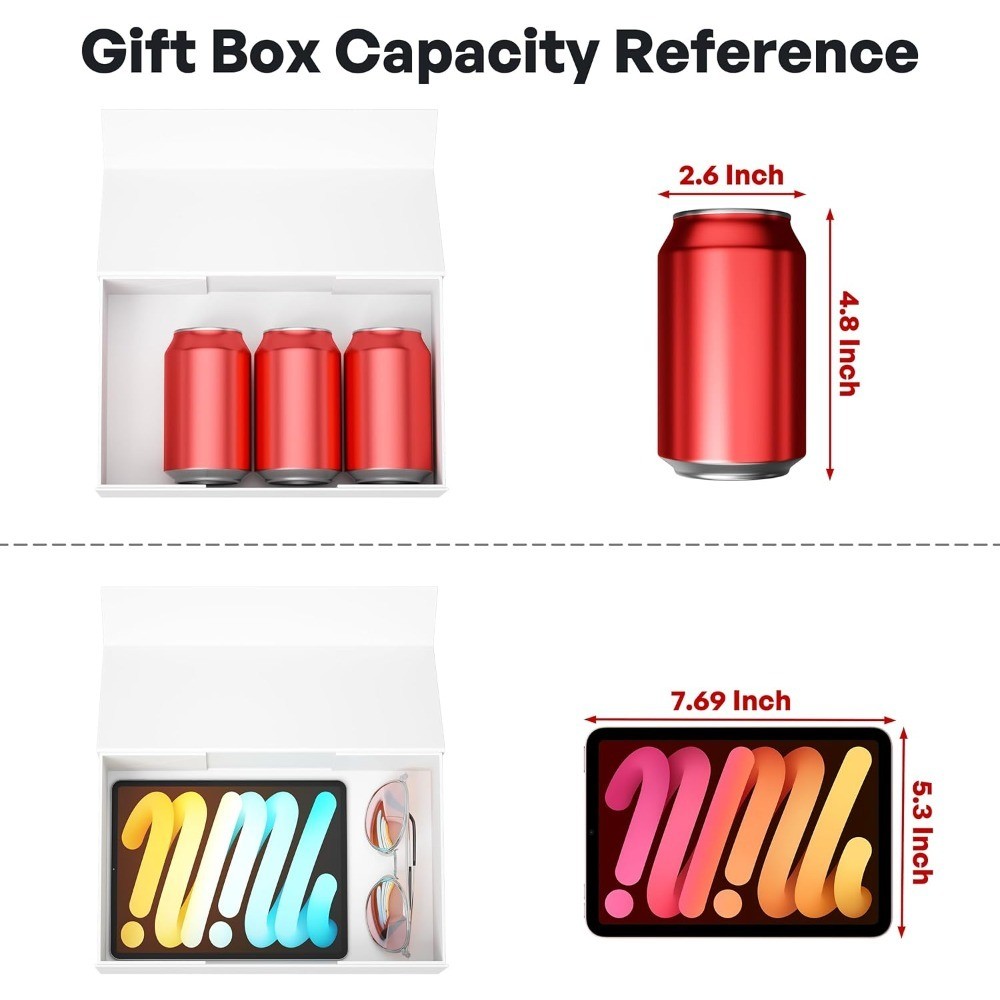 Magnetic Closure Gift Box White Collapsible Present Packaging with Lid for