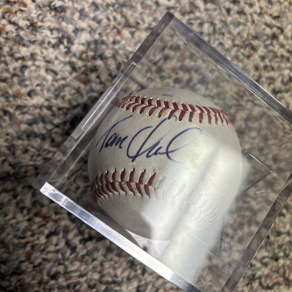 Tom Quinlan Autographed Baseball With Case, Phillies