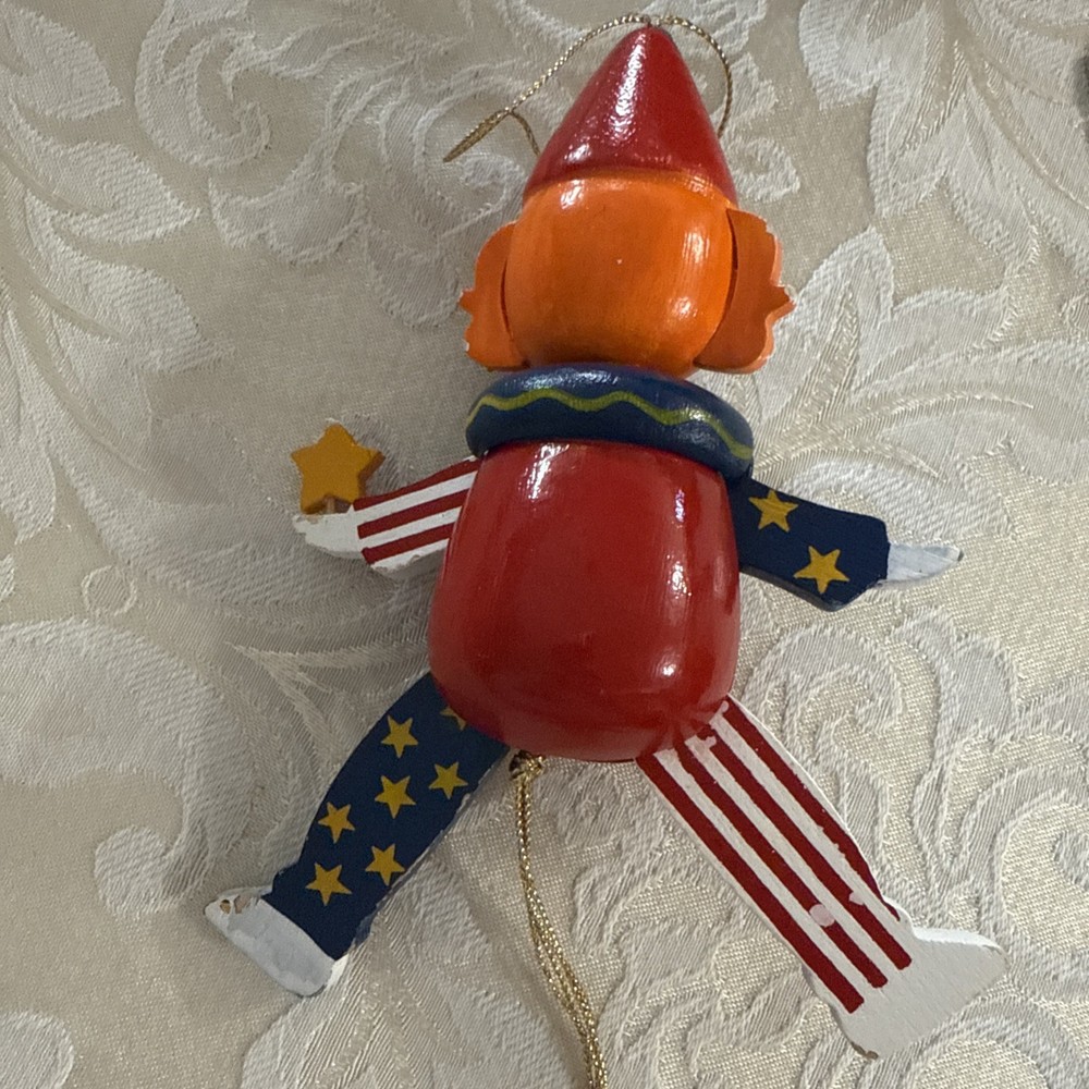 Vintage Circus Clown Wood Jumping Jack Pull String Toy