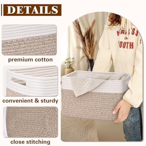 Storage Baskets for Organizing, 4 Pack Storage Baskets for Brown & White