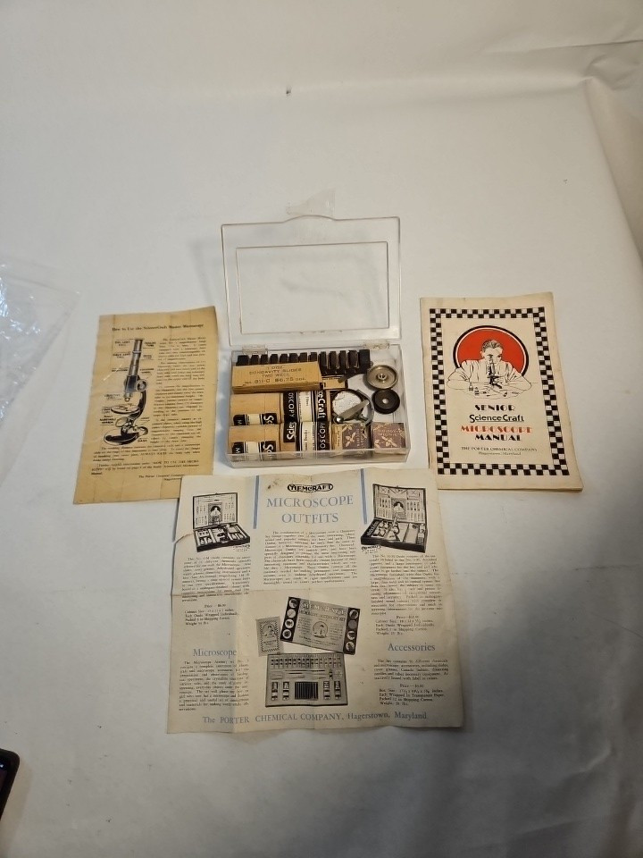 Vtg Sciencecraft Microscope Lab Accessory Kit 1935-1960