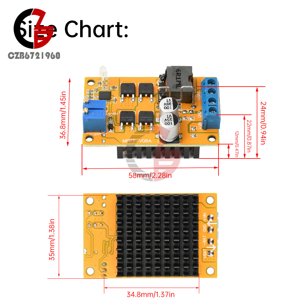 DC8-28V 5A 100W MPPT Solar Charging Panel Regulator Controller 9V 12V 24V Switch