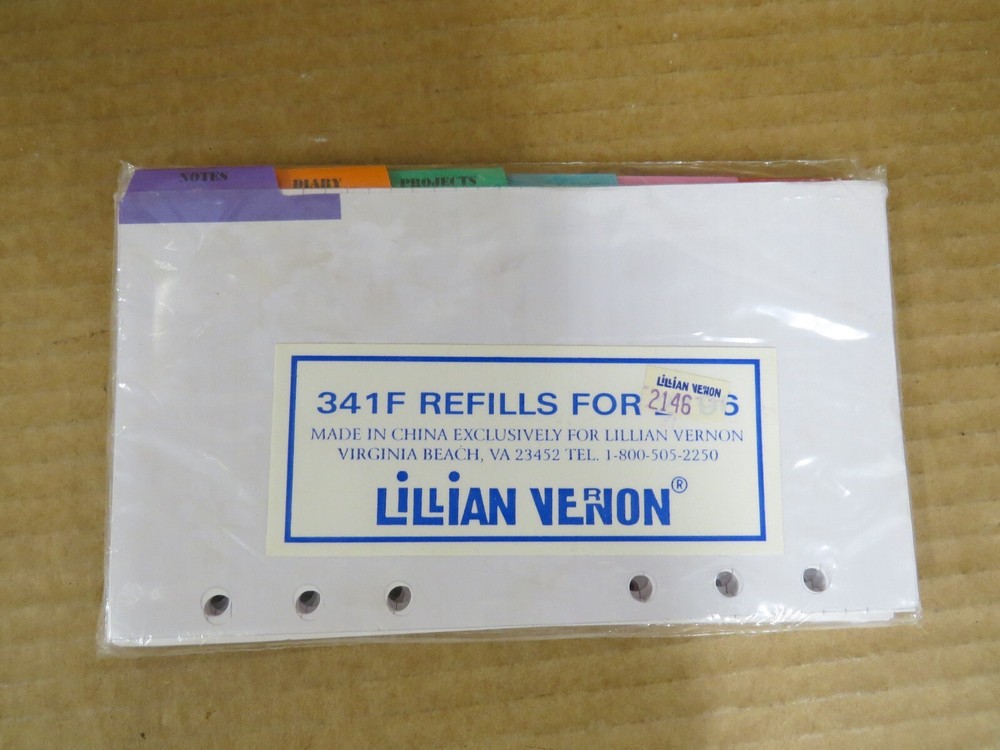 Lillian Vernon 2196 Organizer Refill Pack 341F - NEW