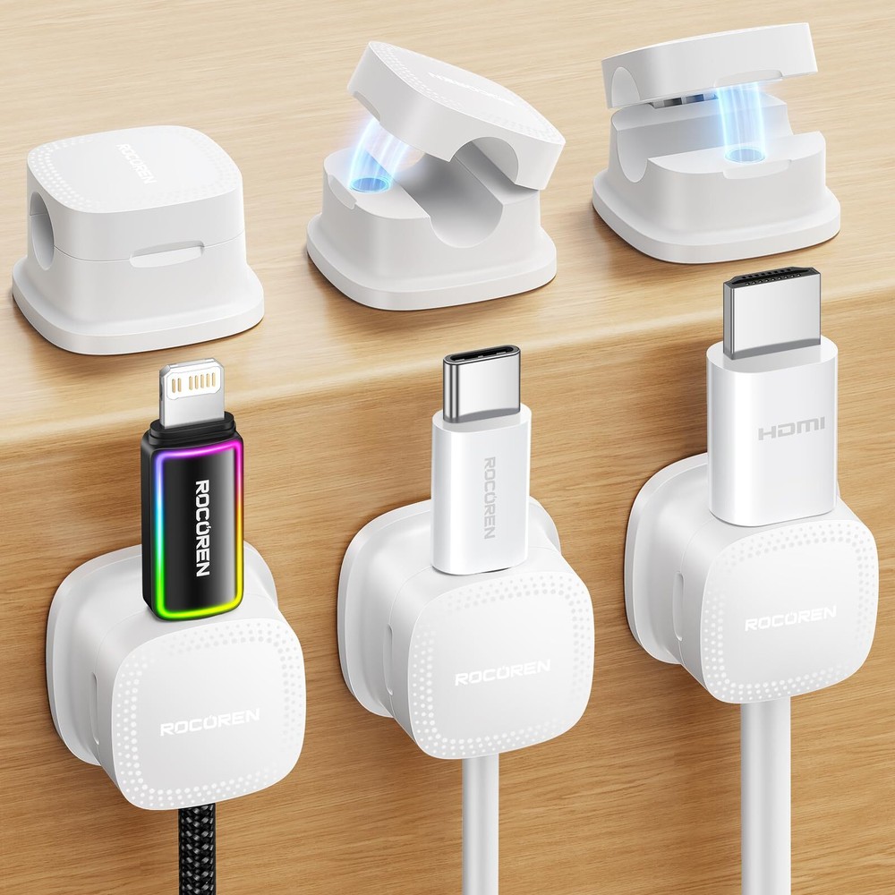 6-Pack Cable Clips Cord Organizer-Cable Smooth Adjustable Rocoren Desk Cable Ma