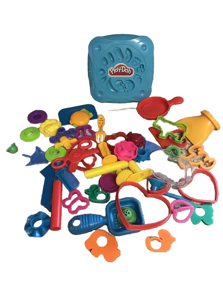 Play Doh 30+ Assorted Accessories Extruder Molds Tools Cutters Rollers Storage