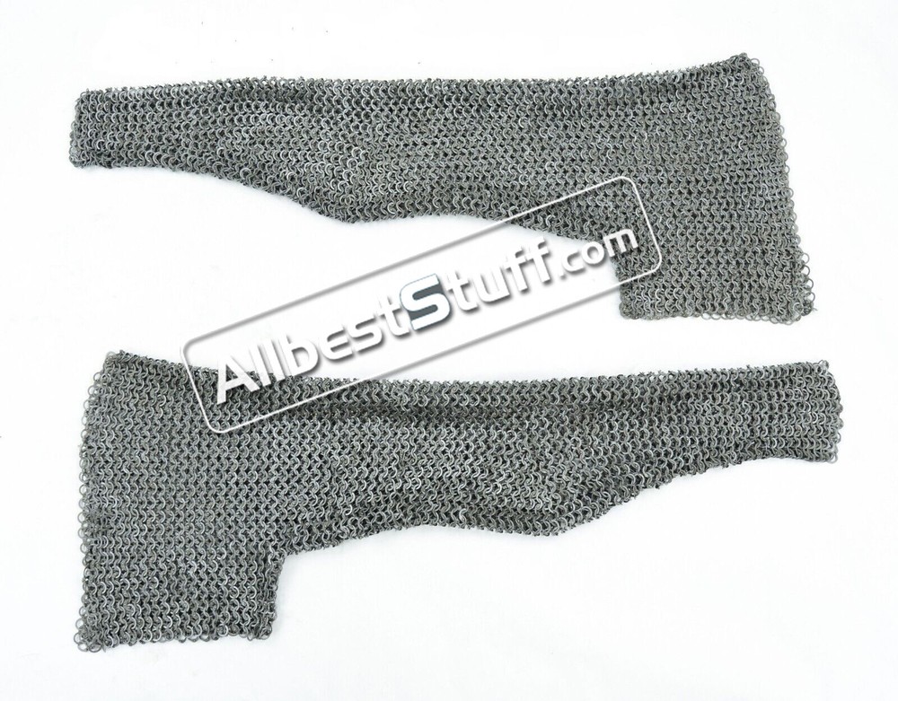 Chainmail Flat Dome Riveted Alternating Solid Mild Steel Sleeve Shoulder Panels