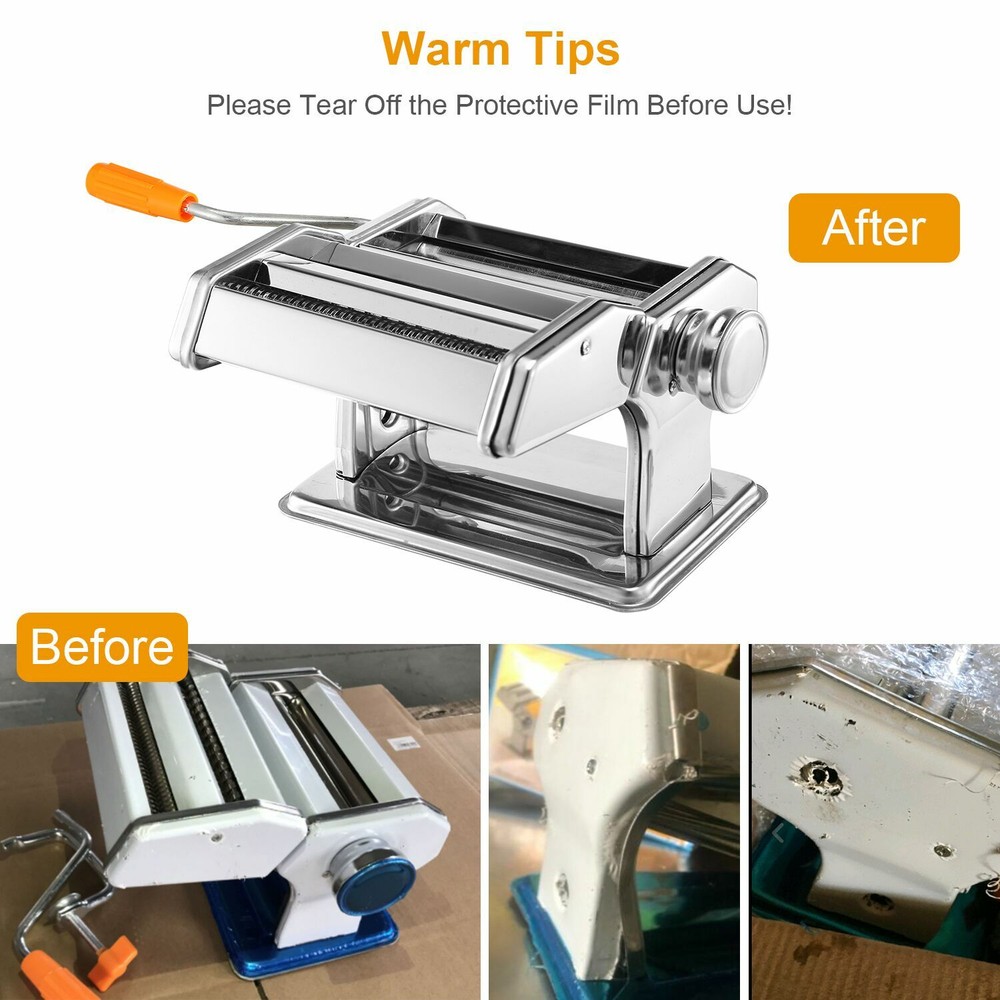Stainless Steel Pasta Maker Thickness Adjustable Noodle Spaghetti Roller Machine
