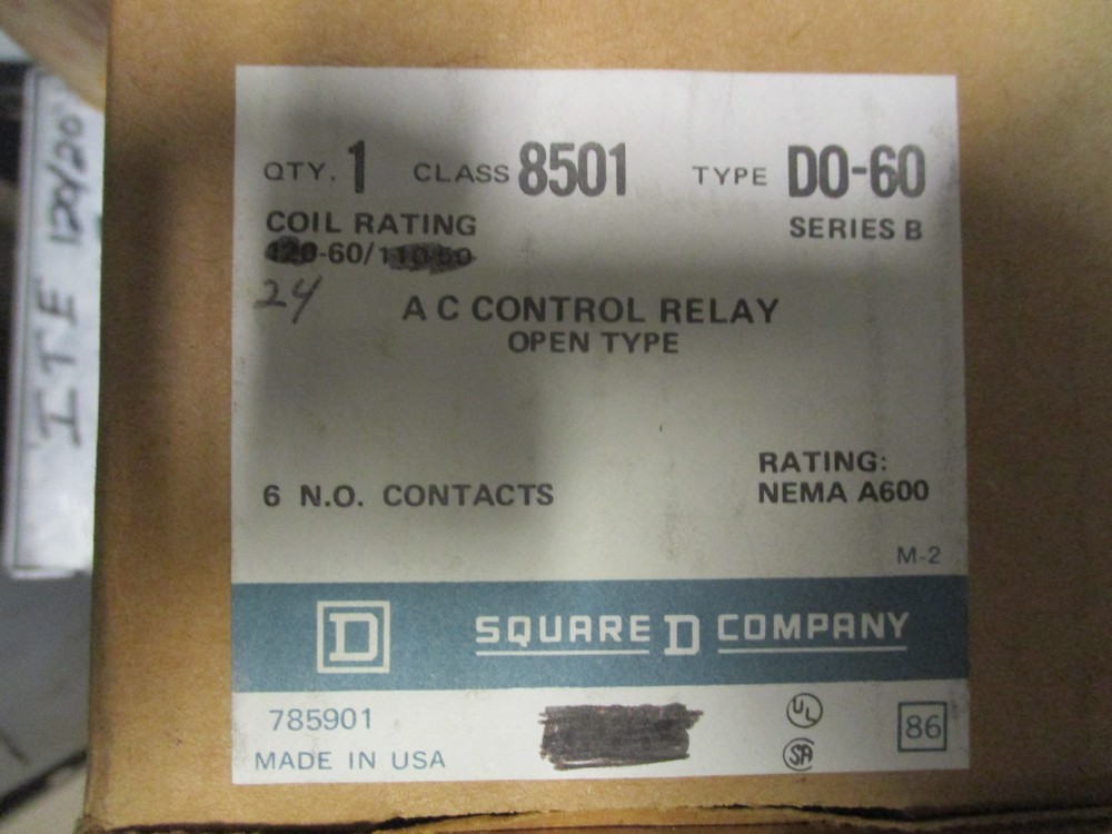 SQUARE D 8501D060 AC CONTROL RELAY, 6 POLE, 24V COIL- NEW