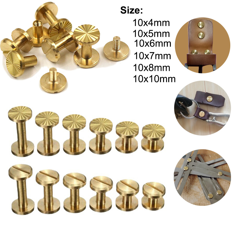 Brass Rivets Bookbinding Stud Flat Head Screwing Fasteners Screw Posts Screw