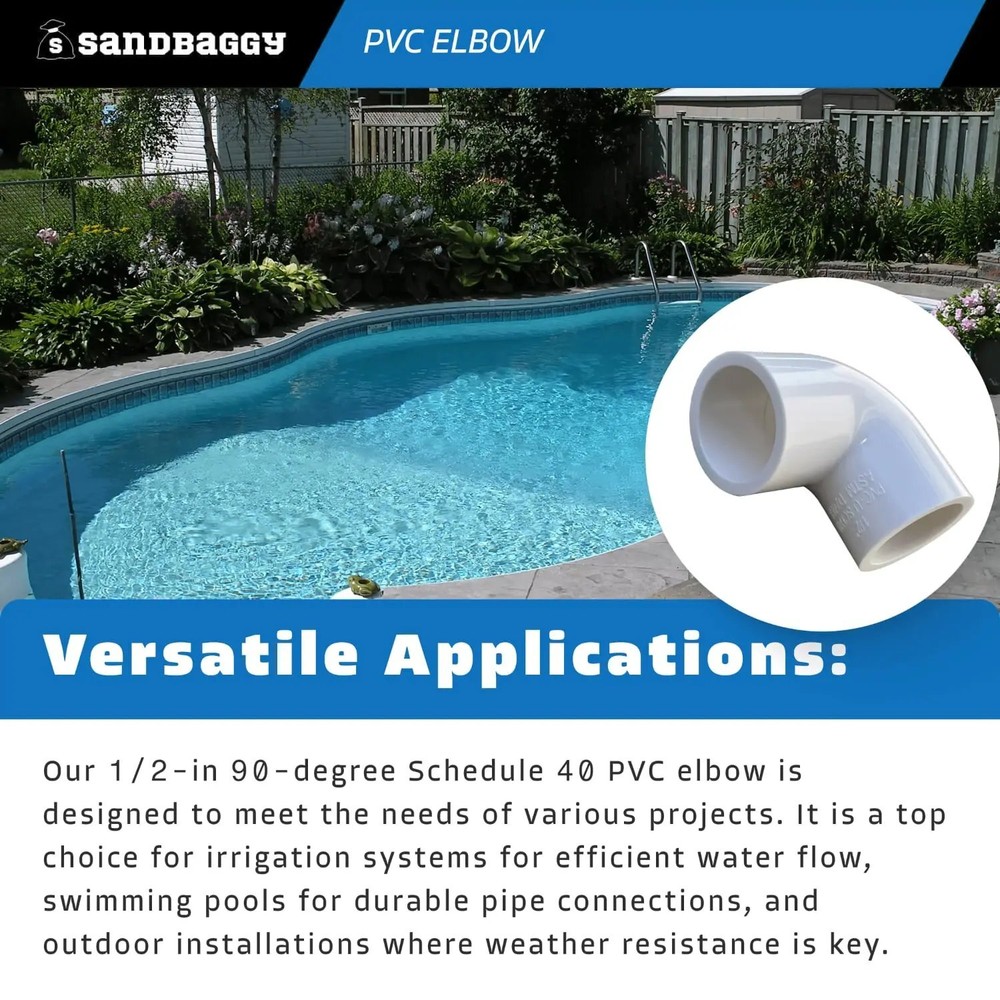 Sandbaggy 1/2-in 90-Degree Schedule 40 PVC Elbow - Right Angle - Socket x Socket