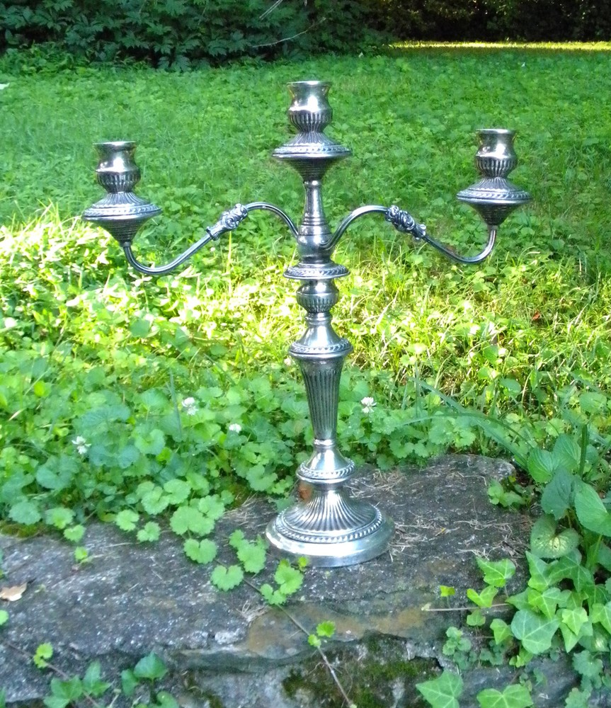 19 inch silverplate candelabra (English?)