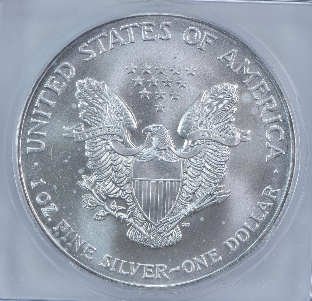 2002 American Silver Eagle Mint Error Struck Thru Authentic ICG