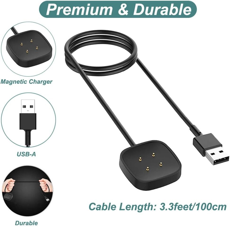 Charger for Fitbit Versa 4/Versa 3/Sense 2/Sense, Replacement Charging Cable Cor
