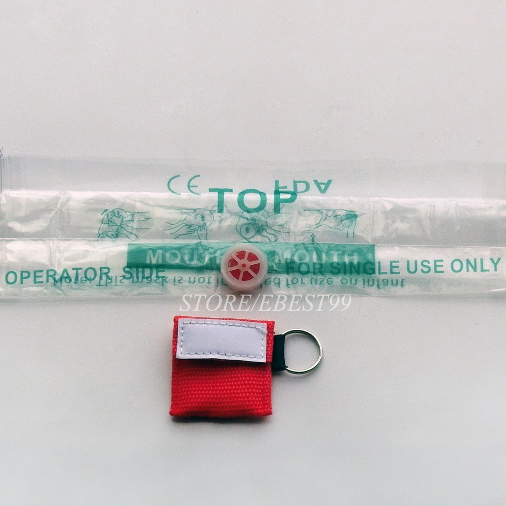50 X Elysaid First Aid CPR Mask CPR Face Shield 30:2 AED Training Keychain Red