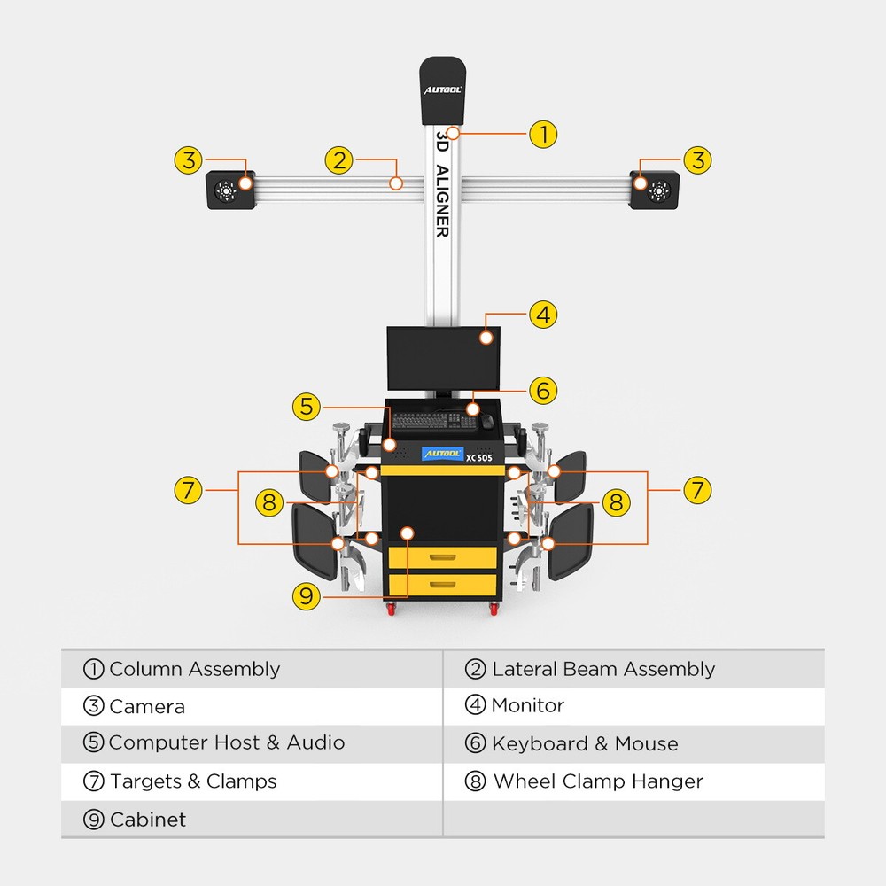 AUTOOL Wheel Alignment Machine Wide Vehicle Database 3D Alignment System Aligner