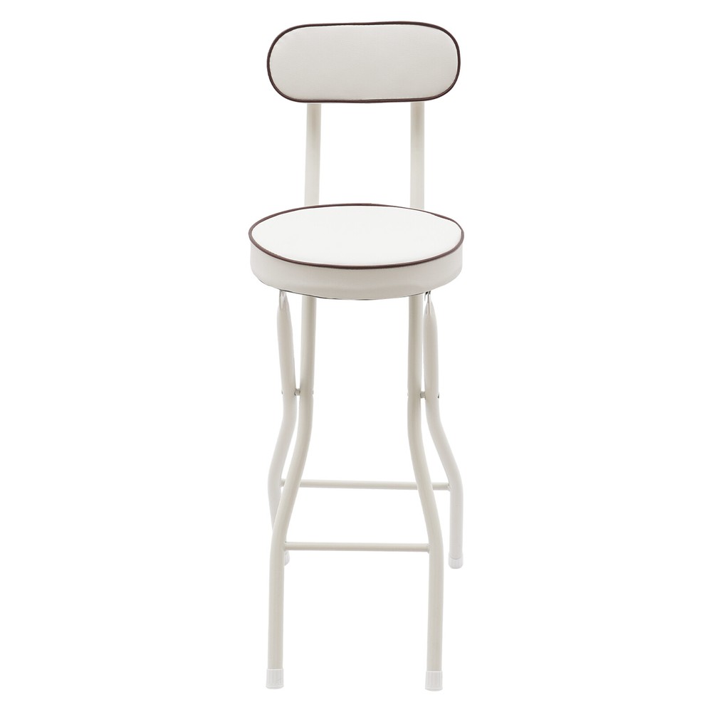 2PCS Bar Stool Portable Folding Stool Padded Folding High Chairs White Modern