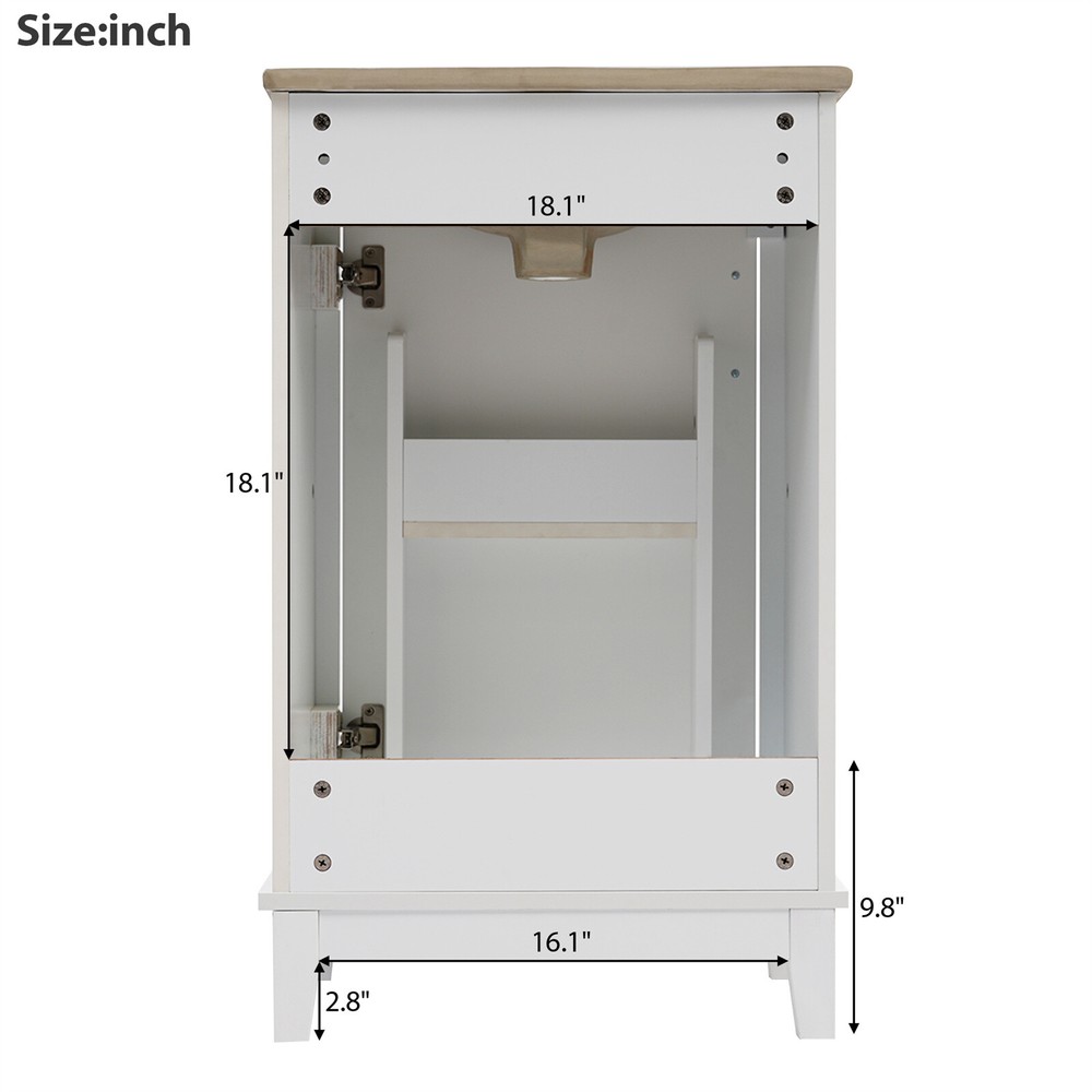 20" Small Bathroom Vanity Bathroom Storage Cabinet with Ceramic Basin Sink