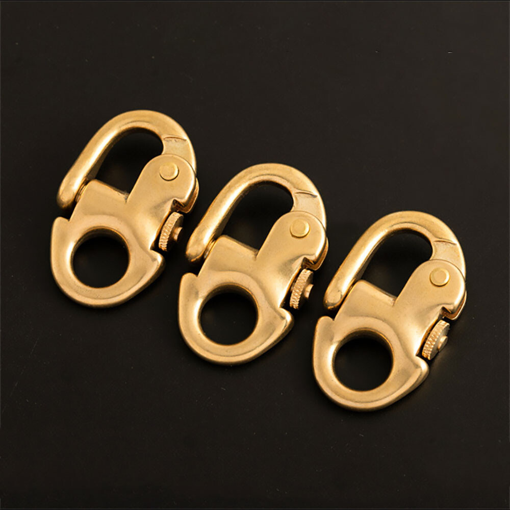 2Pcs Brass Shackle Keychain Hook Naval Tactical Quick Release Strap Fixed Buckle