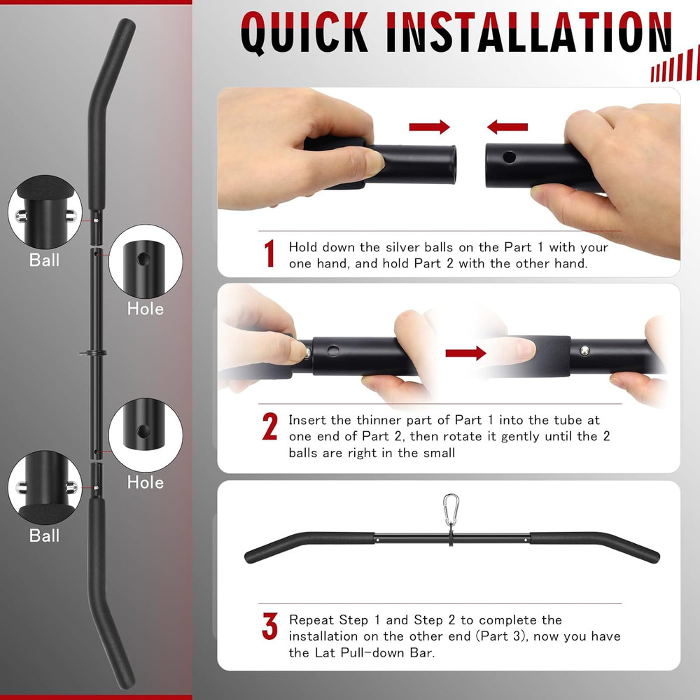 39.7 LAT Pulldown Bar Full Rotation Lat Pulldown Attachments Pulley Cable Tricep