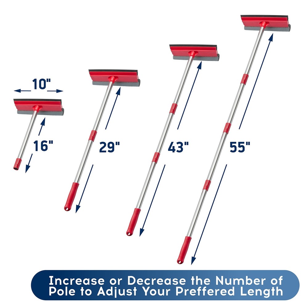 DSV Standard Window Squeegee, 2-in-1 Multi-Section Red