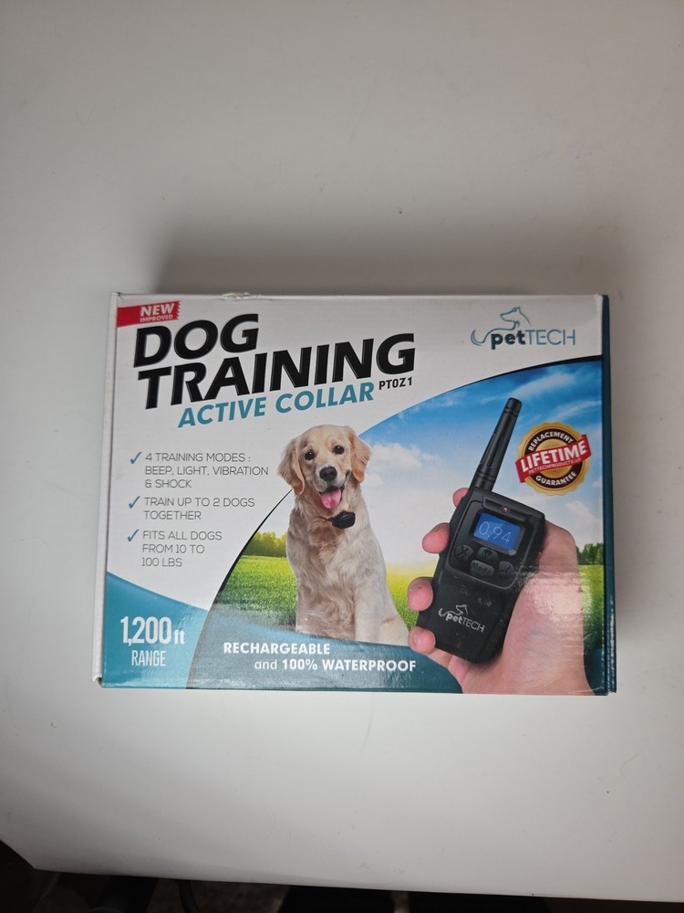 Pet Tech Dog Training Active Collar 1200ft Range Rechargeable & 100% Waterproof