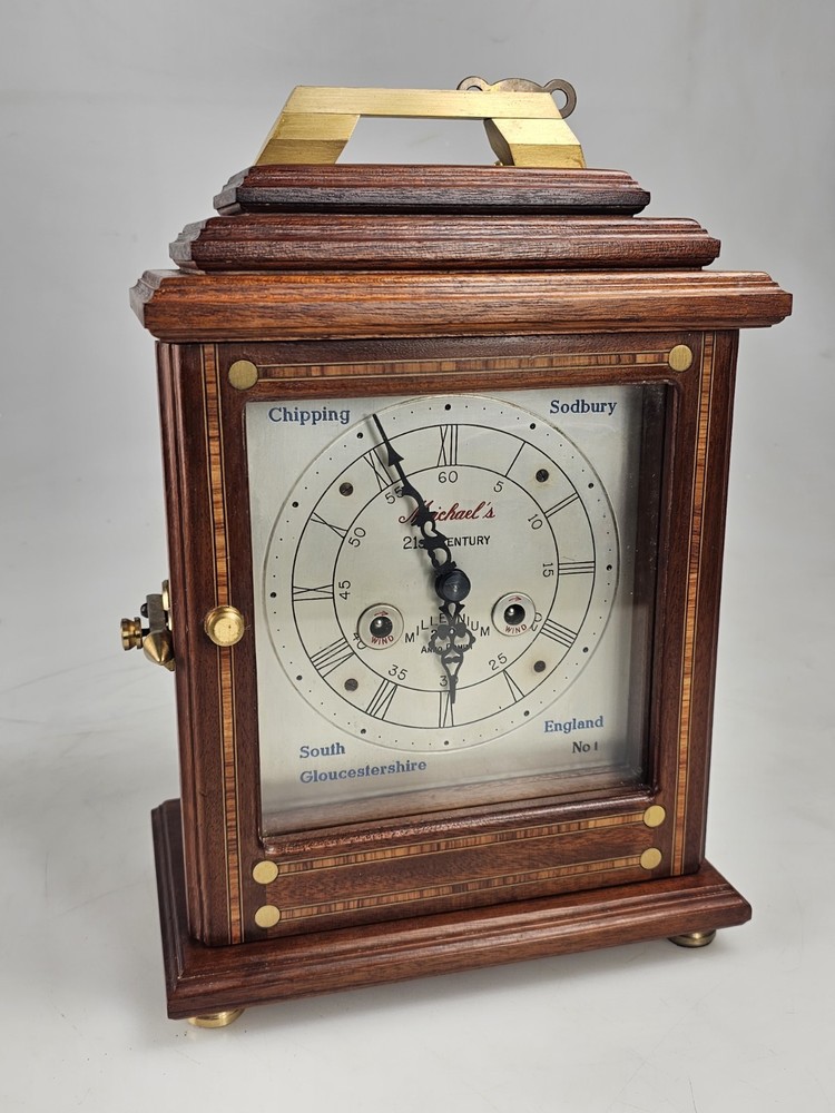 Rare Solid Oak 2 Bells Bracket Clock Chipping Sodbury