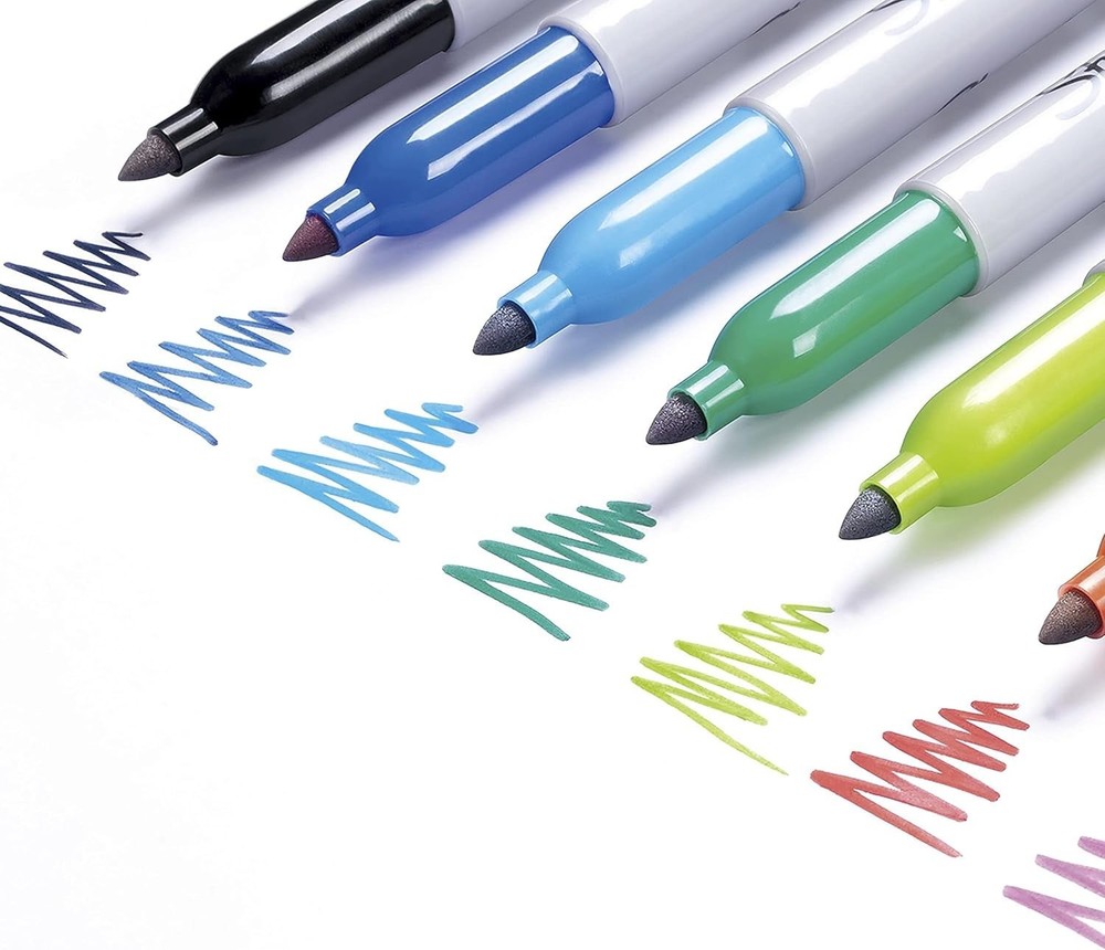 24-Pack Color Burst Fine Tip Permanent Markers - Durable Ink for Every Surface