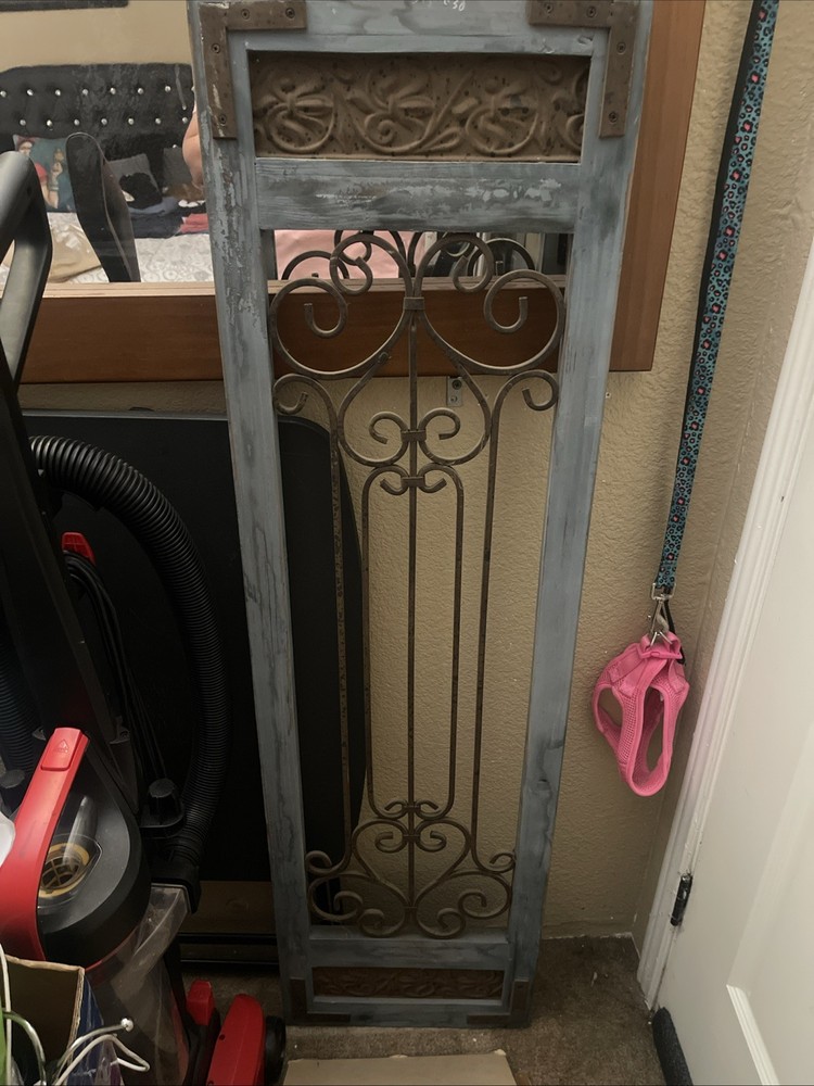 Vintage Wood & Iron Window Panel/Decoration