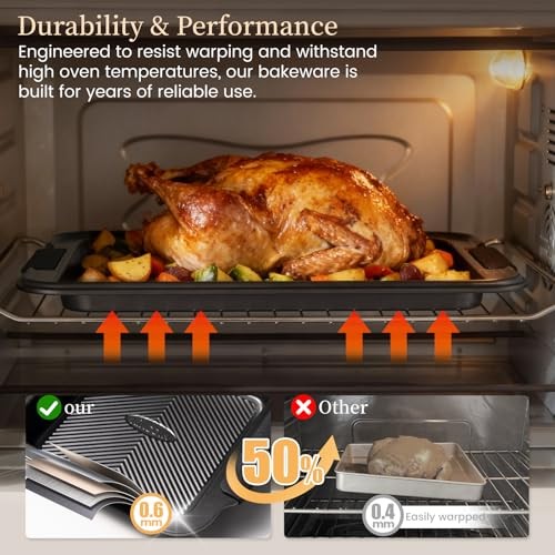 25 PCS Stackable Baking Pans Set, Non-stick Bakeware Sets with Silicone Black