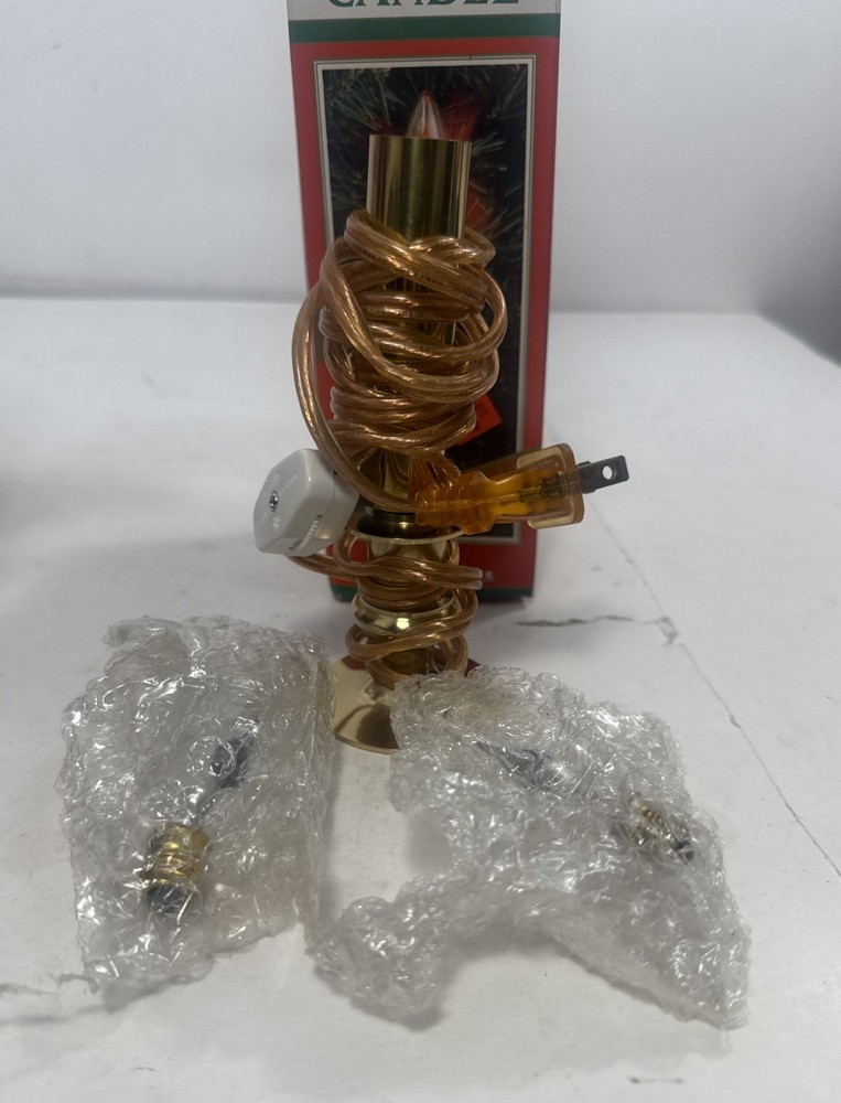 Vintage American Tree Solid Brass Electric Candle w/ Flicker Bulb