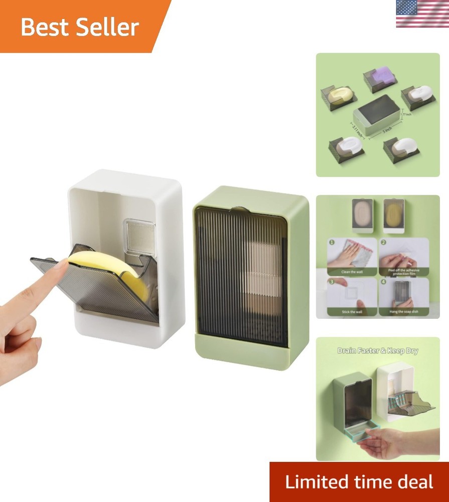 Versatile Wall Mounted Soap Holder - 2 Pack for Bathroom & Kitchen Use