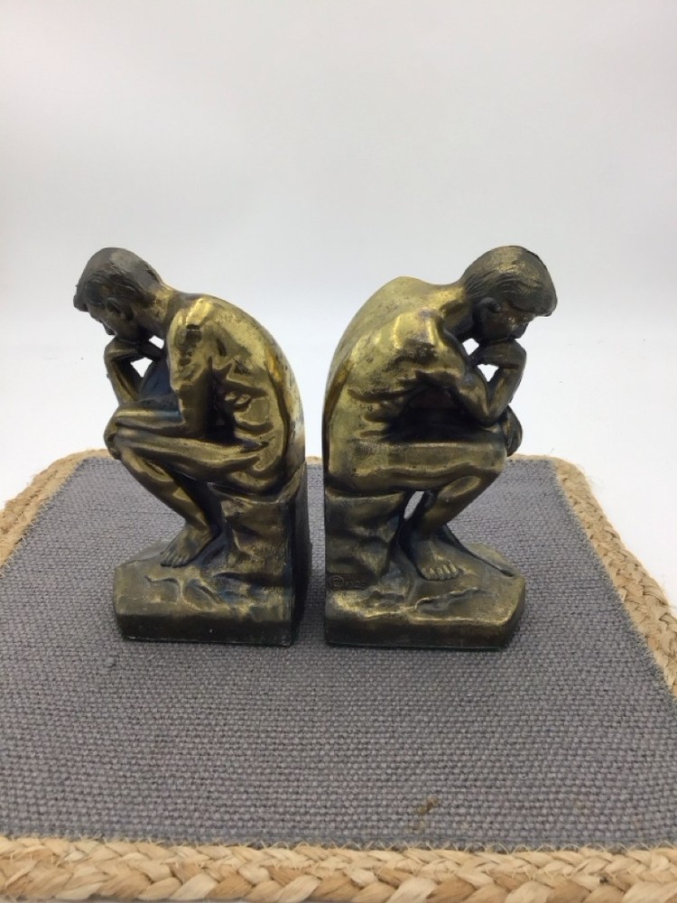 Vintage Brass "The Thinker" Bookends