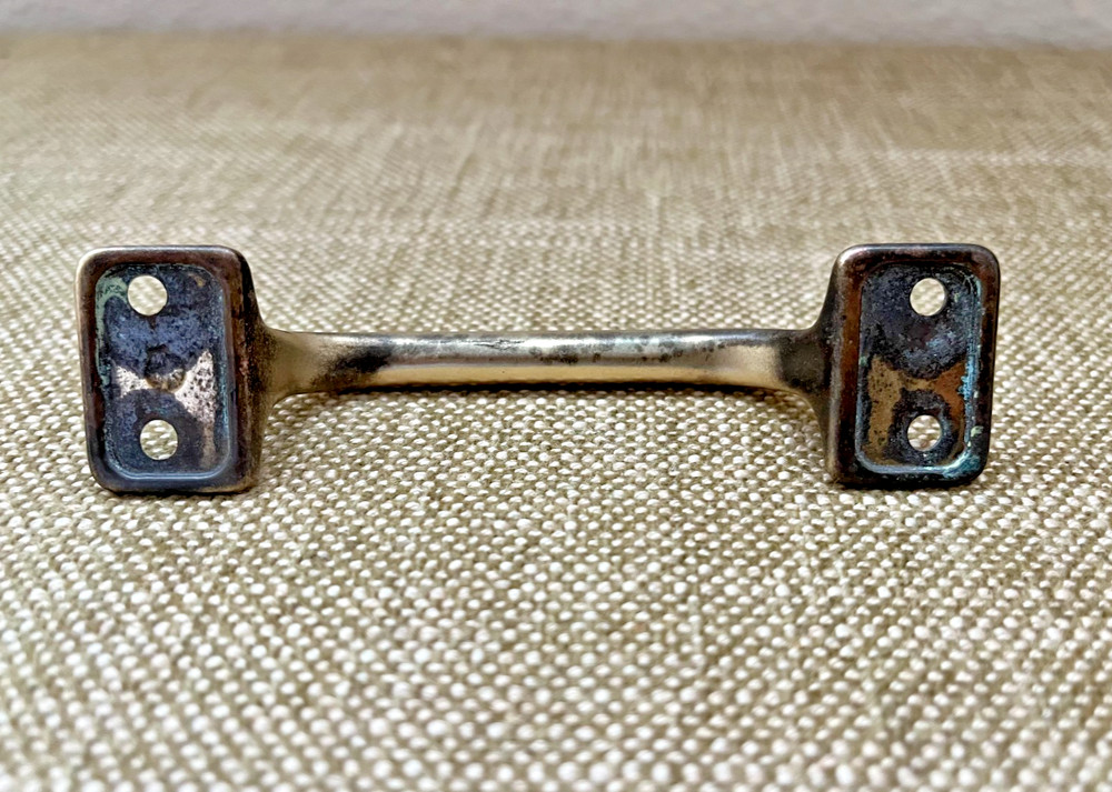 Vintage Antique Solid Brass Window Sash Bar Handle Drawer Pull & Screws 4 1/8"