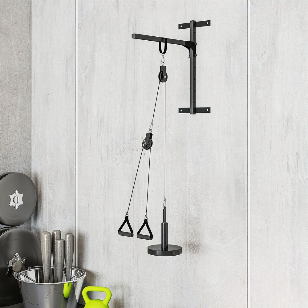 Weight Pulley Cable System Home Gym LAT Pull Down Bicep Curl Workout - RED