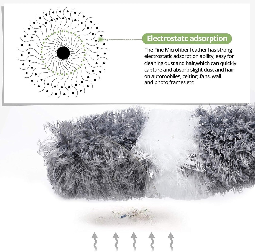 Microfiber Feather Duster Extendable Duster w/ 100 inches Extra Long Pole White