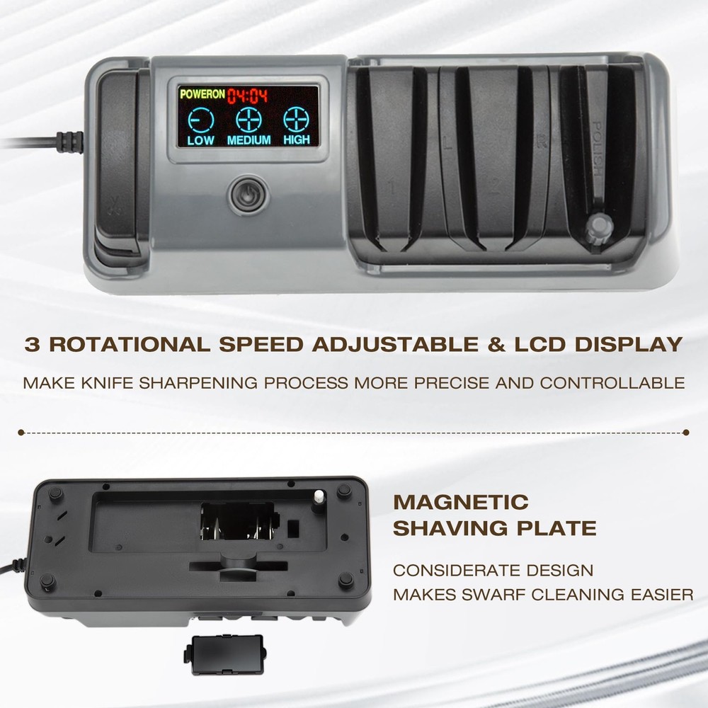 Professional 3-Stage Sharpener for Kitchen , LCD Screen, 100% Diamond Abrasiv...