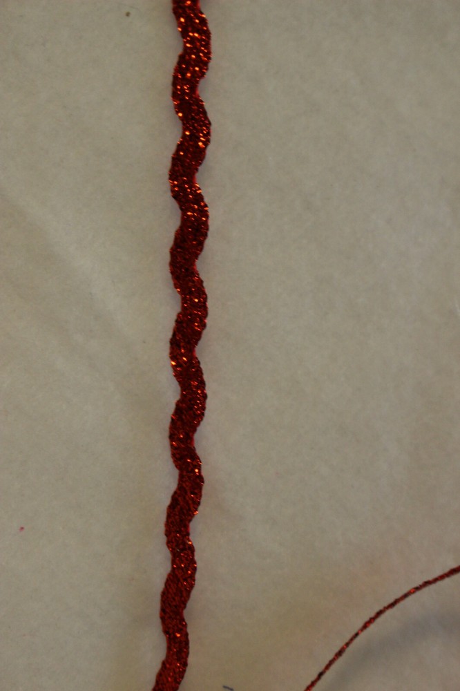 Glitter red rick rack craft doll trim 8 yds