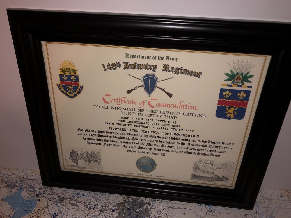 148TH INFANTRY REGIMENT / COMMEMORATIVE - CERTIFICATE OF COMMENDATION