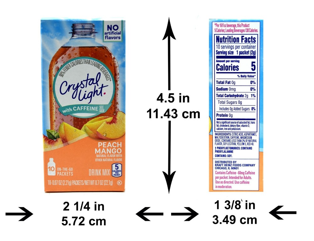 4 10-Packet Boxes Crystal Light Peach Mango With Caffeine On The Go