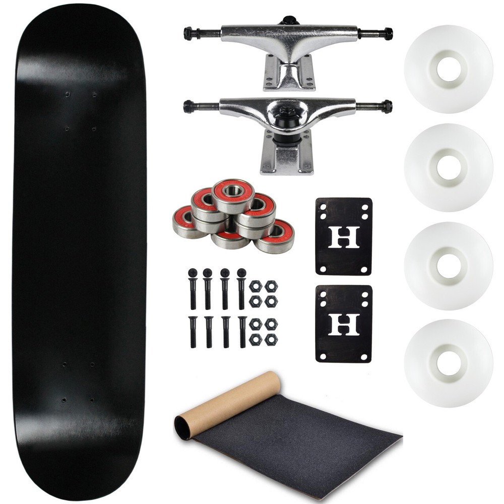 Moose Complete Skateboard Dip Black 7.0" With Silver Trucks and White Wheels