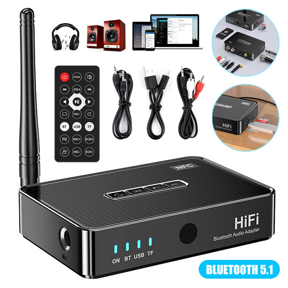 Bluetooth 5.1 Transmitter Receiver Long Range For TV Home Stereo Audio Adapter☑@