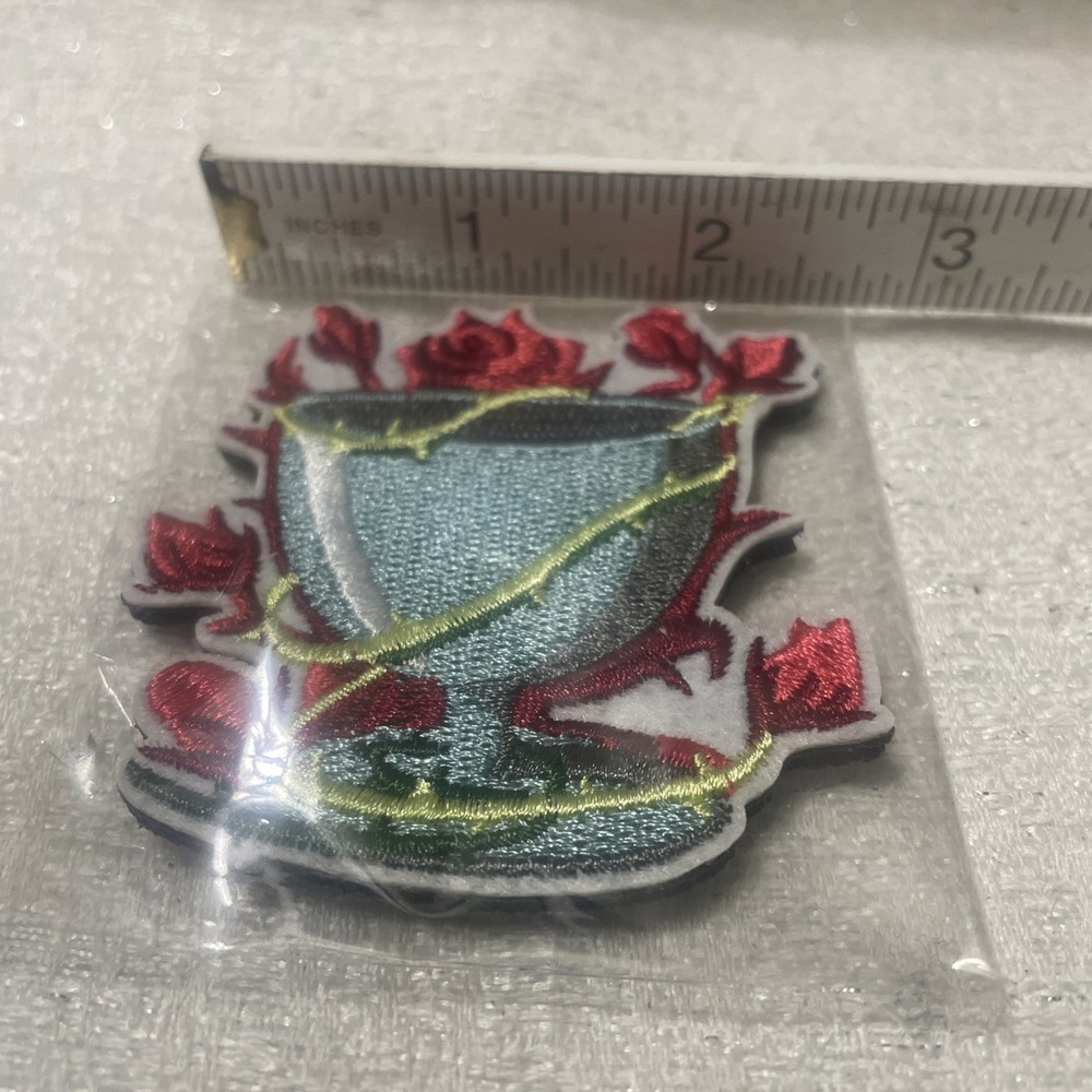 Holy Grail Cup / Roses & Wrapped In Thorns Hook And Loop Patch