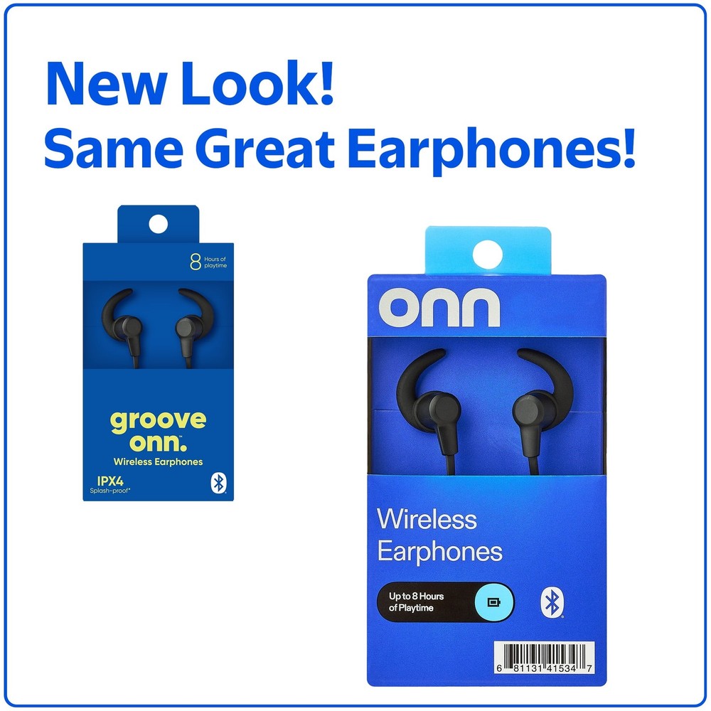 onn Wireless Earphones, Bluetooth Black