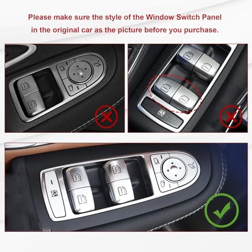 Silver Car Window Control Power Push Window Lift Switch Button Cover Rear Left
